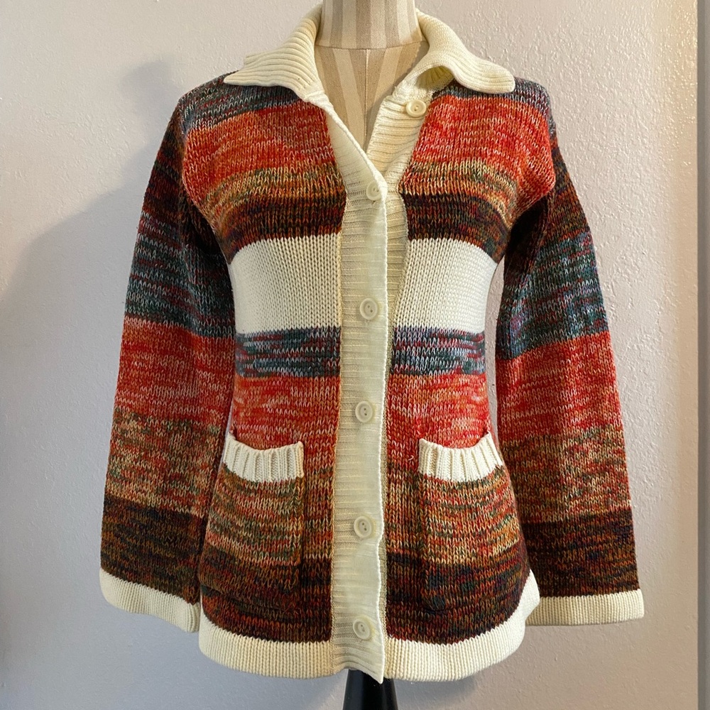 70s Vintage Cozy Knit Cardigan Sweater Medium